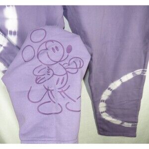 Disney Mickey Mouse Purple Tie Dye Sweatpants - Pockets- Organic Cotton Size XL